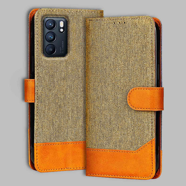 Oppo Reno 6 5G Flip Cover — Denim, Camel Beige after a year of daily use