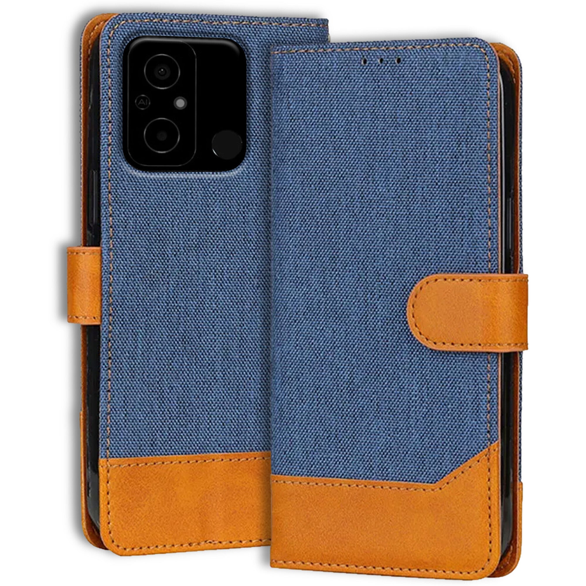 Accesorios Poco C55 denim flip cover – Blue – Image 1 #color_blue
