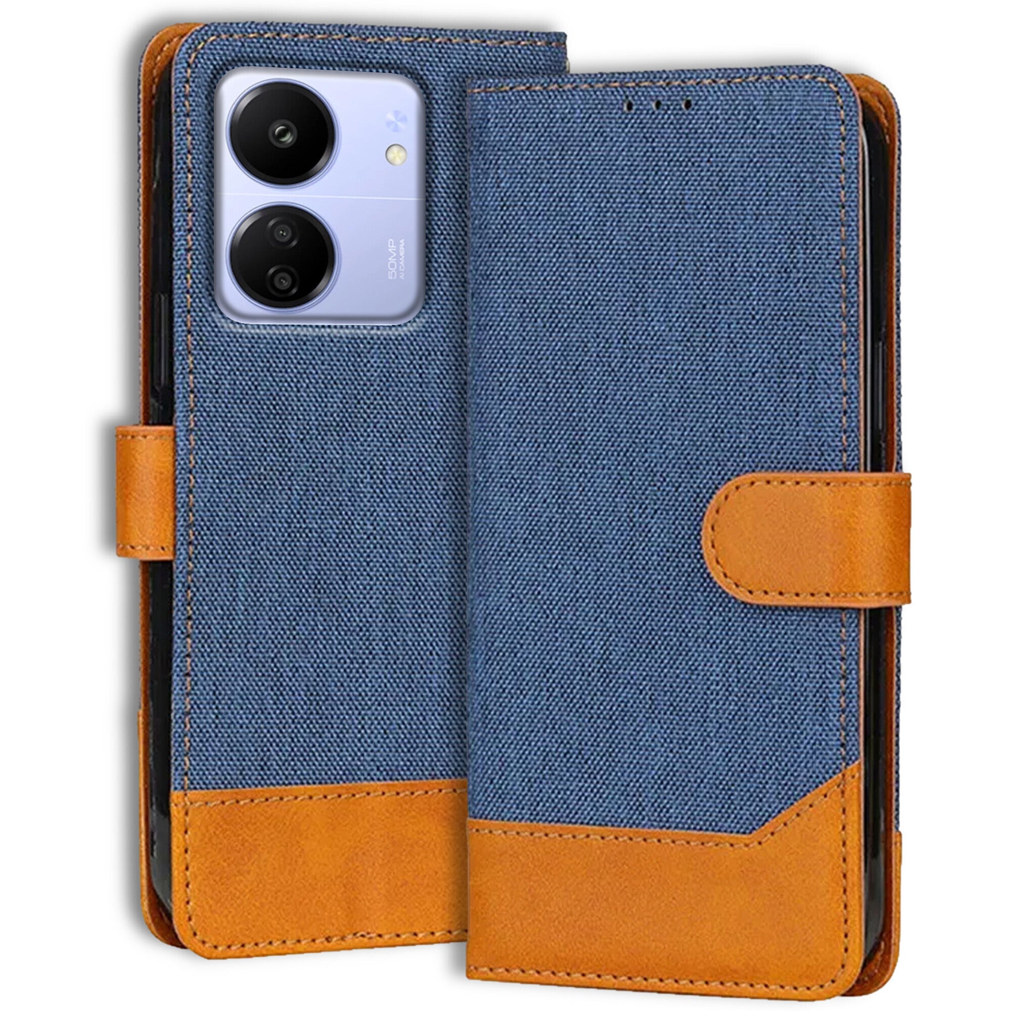 Accesorios Poco C65 denim flip cover – Blue – Image 1 #color_blue