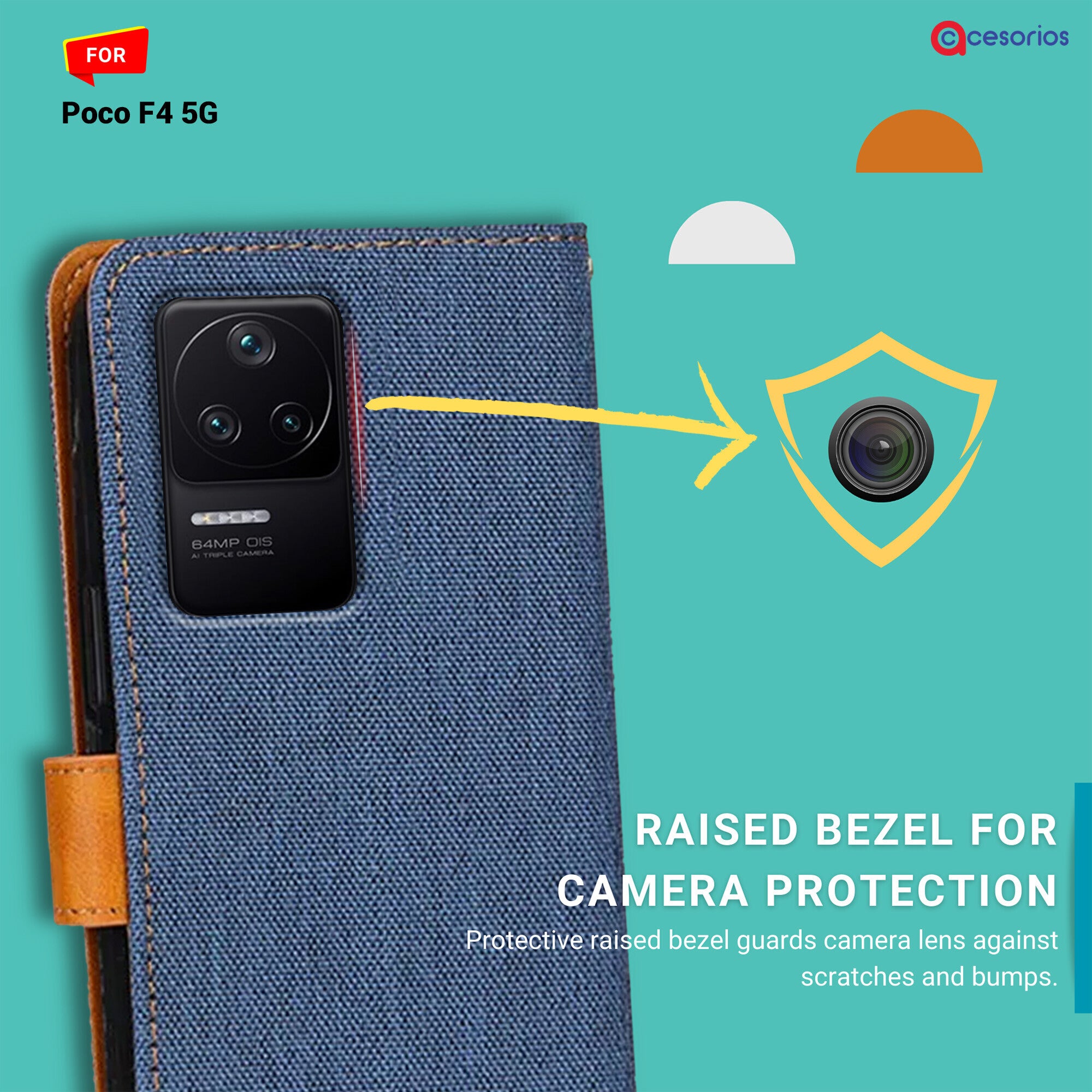 Accesorios Poco F4 5G denim flip cover – Blue – Image 2 #color_blue
