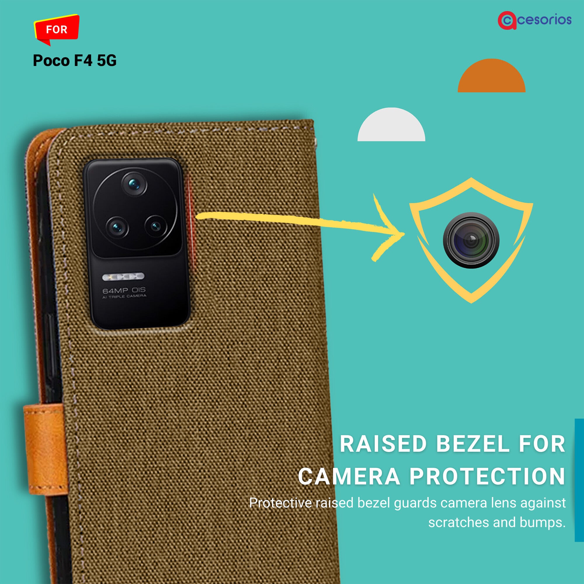 Accesorios Poco F4 5G denim flip cover – Dark Brown – Image 2 #color_dark brown