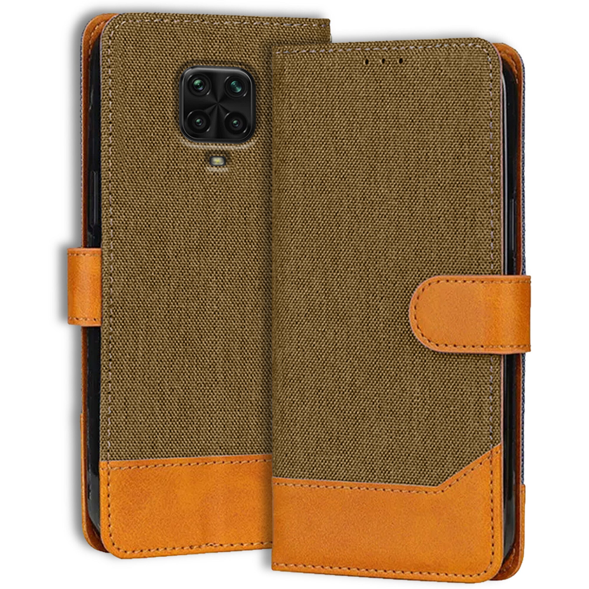 Accesorios Poco M2 Pro denim flip cover – Dark Brown – Image 1 #color_dark brown