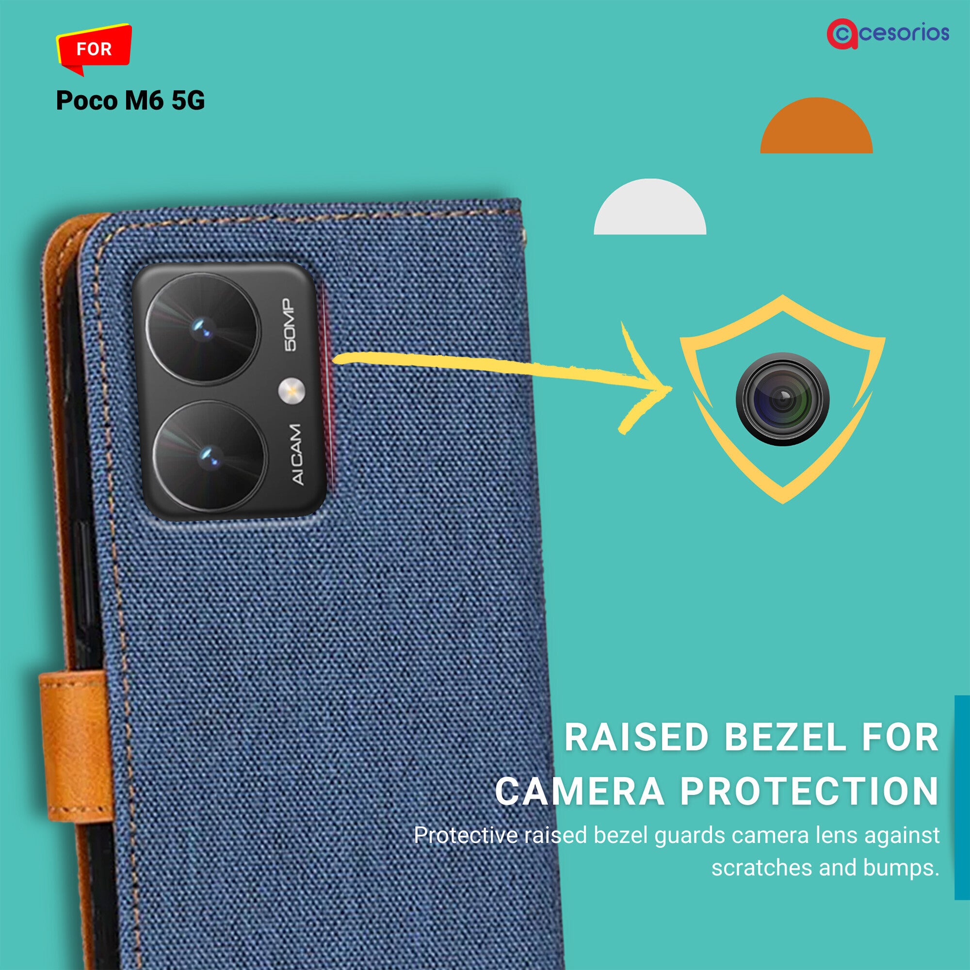 Accesorios Poco M6 5G denim flip cover – Blue – Image 2 #color_blue