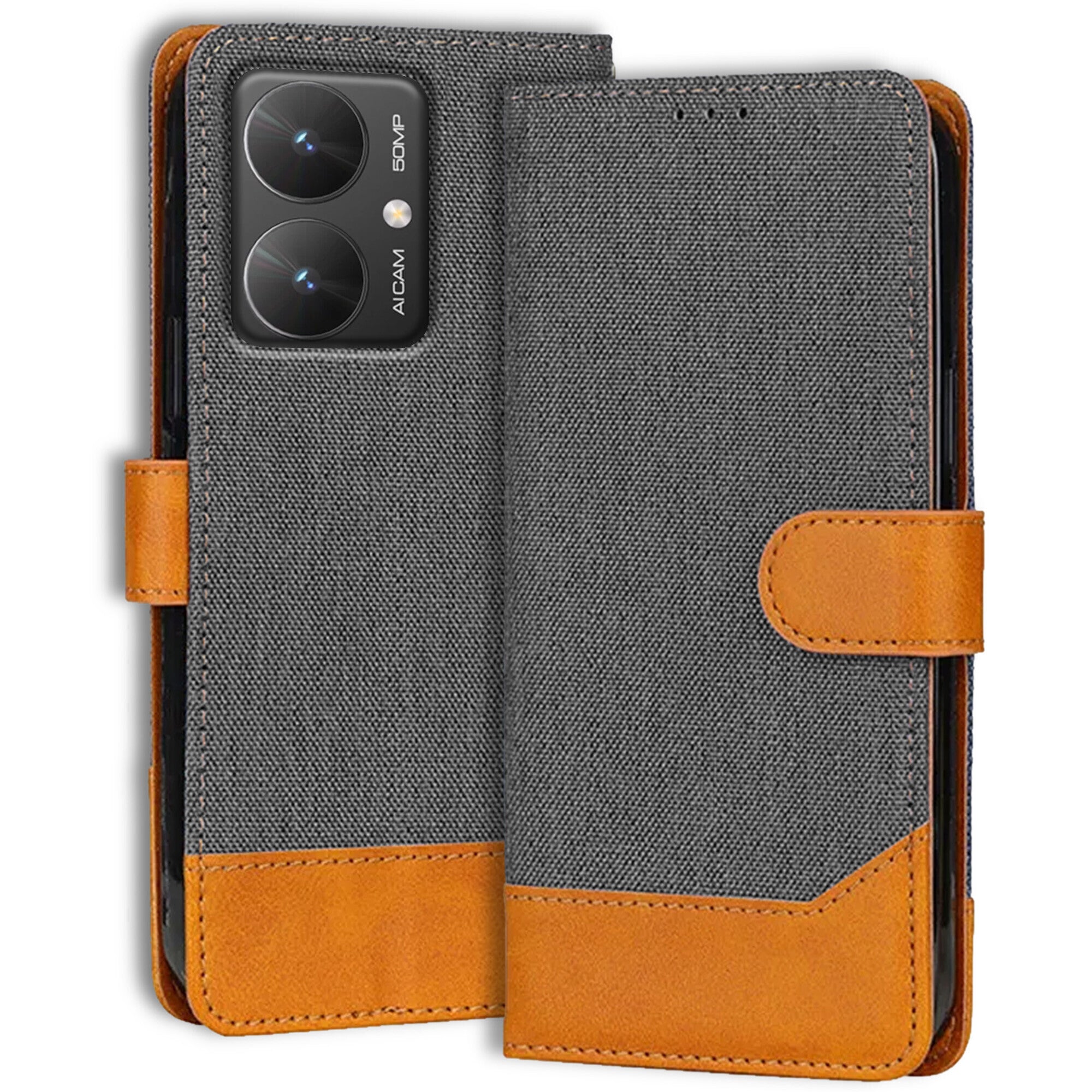 Accesorios Poco M6 5G denim flip cover – Grey – Image 1 #color_grey