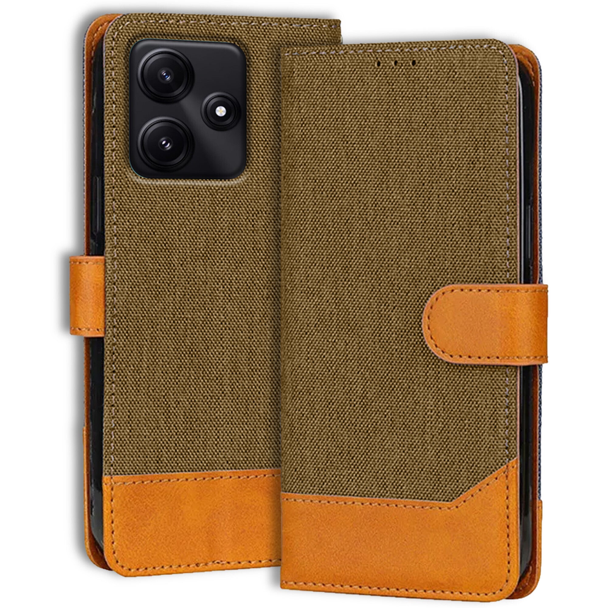 Accesorios Poco M6 Pro denim flip cover – Dark Brown – Image 1 #color_dark brown
