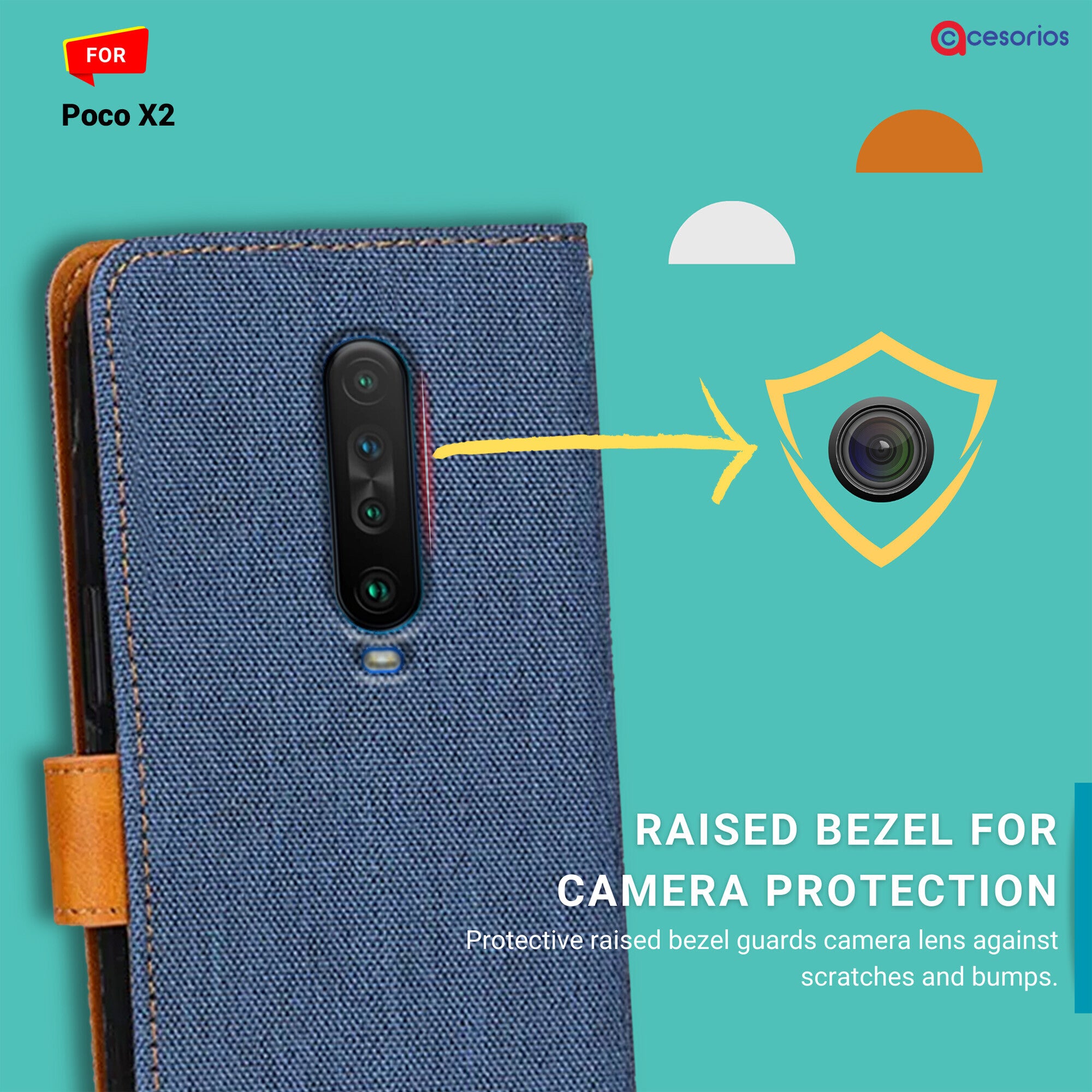 Accesorios Poco X2 denim flip cover – Blue – Image 2 #color_blue