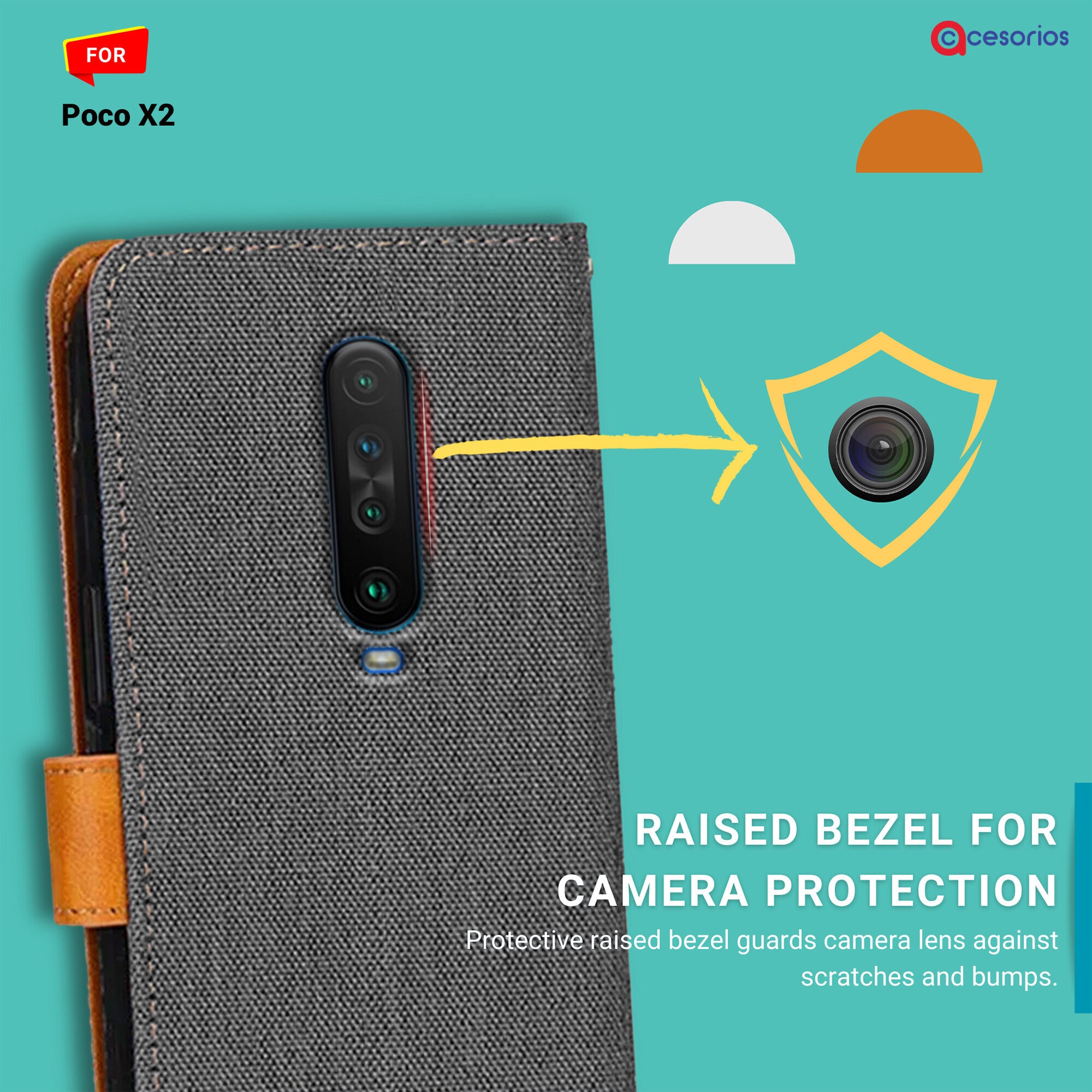 Accesorios Poco X2 denim flip cover – Grey – Image 2 #color_grey