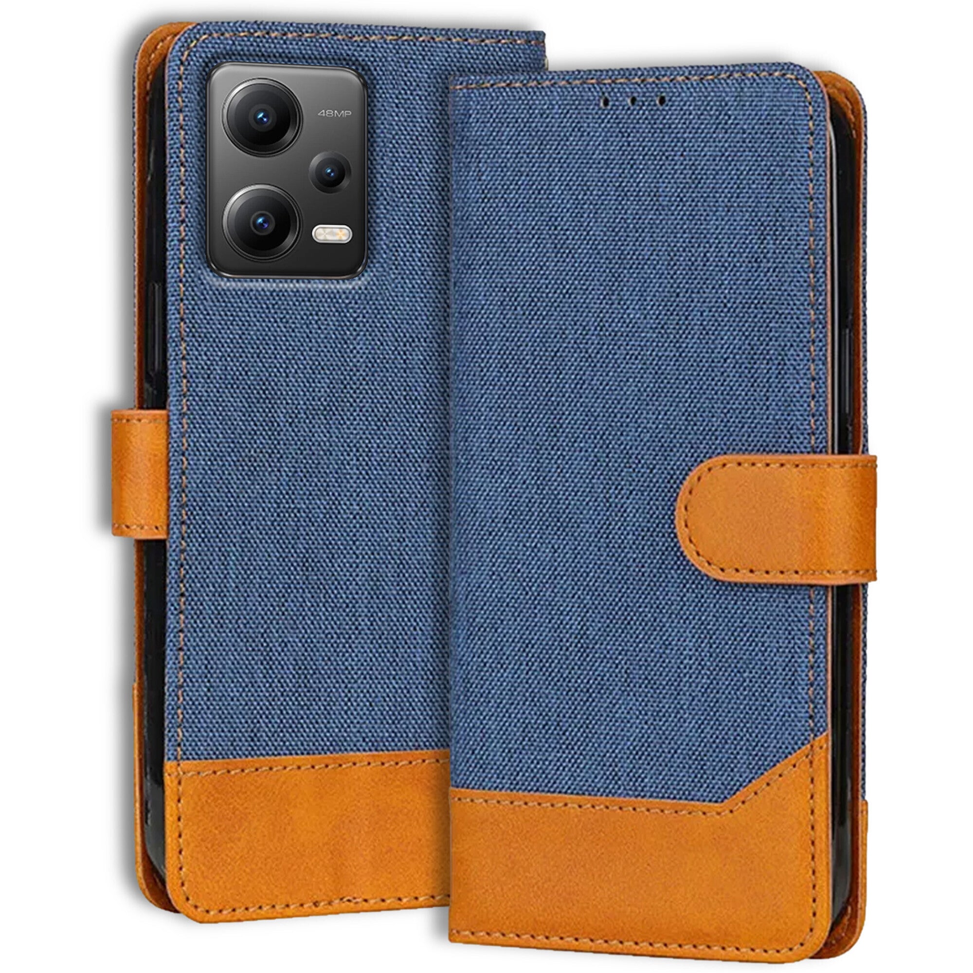 Accesorios Poco X5 5G denim flip cover – Blue – Image 1 #color_blue