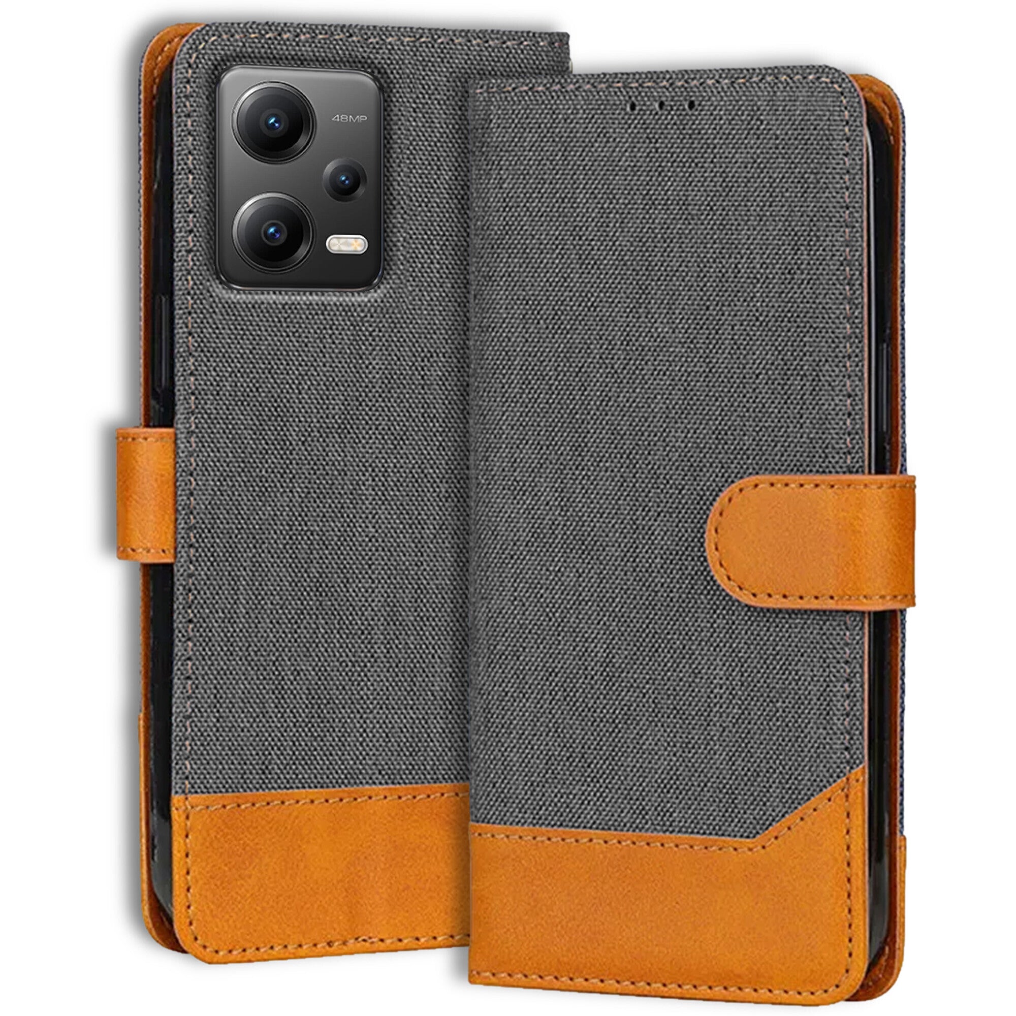 Accesorios Poco X5 5G denim flip cover – Grey – Image 1 #color_grey