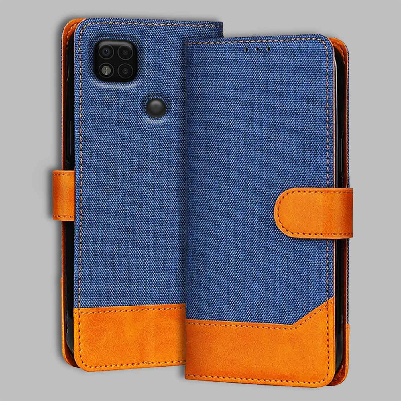 Poco C31 flip cover in Blue — front view by Accesorios