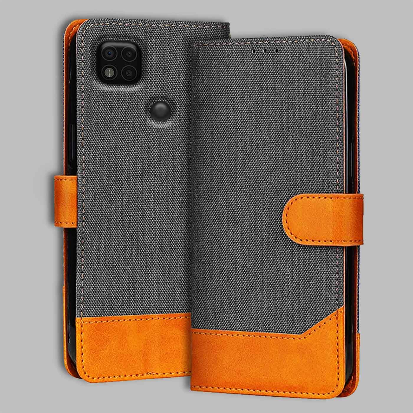 Poco C31 flip cover in Grey — front view by Accesorios