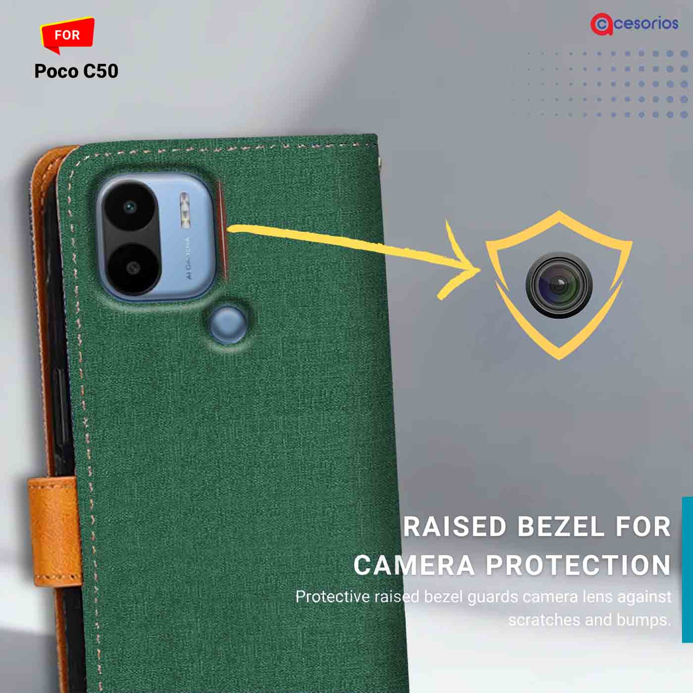 Canvas & Suede back panel — Poco C50 in Green mobile case
