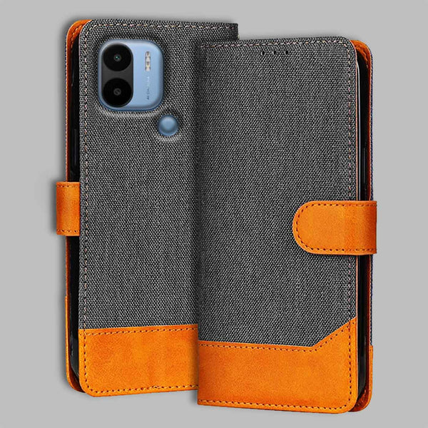 Poco C50 Flip Cover — Denim, Graphite Grey after a year of daily use