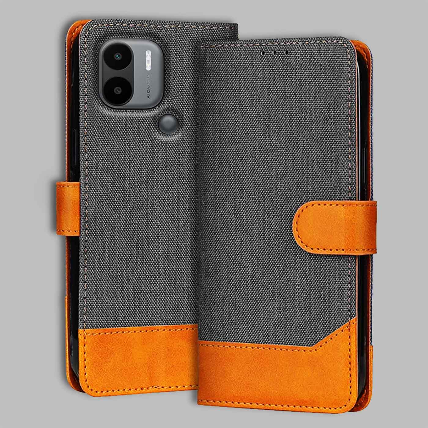 Accesorios Poco C51 denim flip cover – Grey – Image 1 #color_