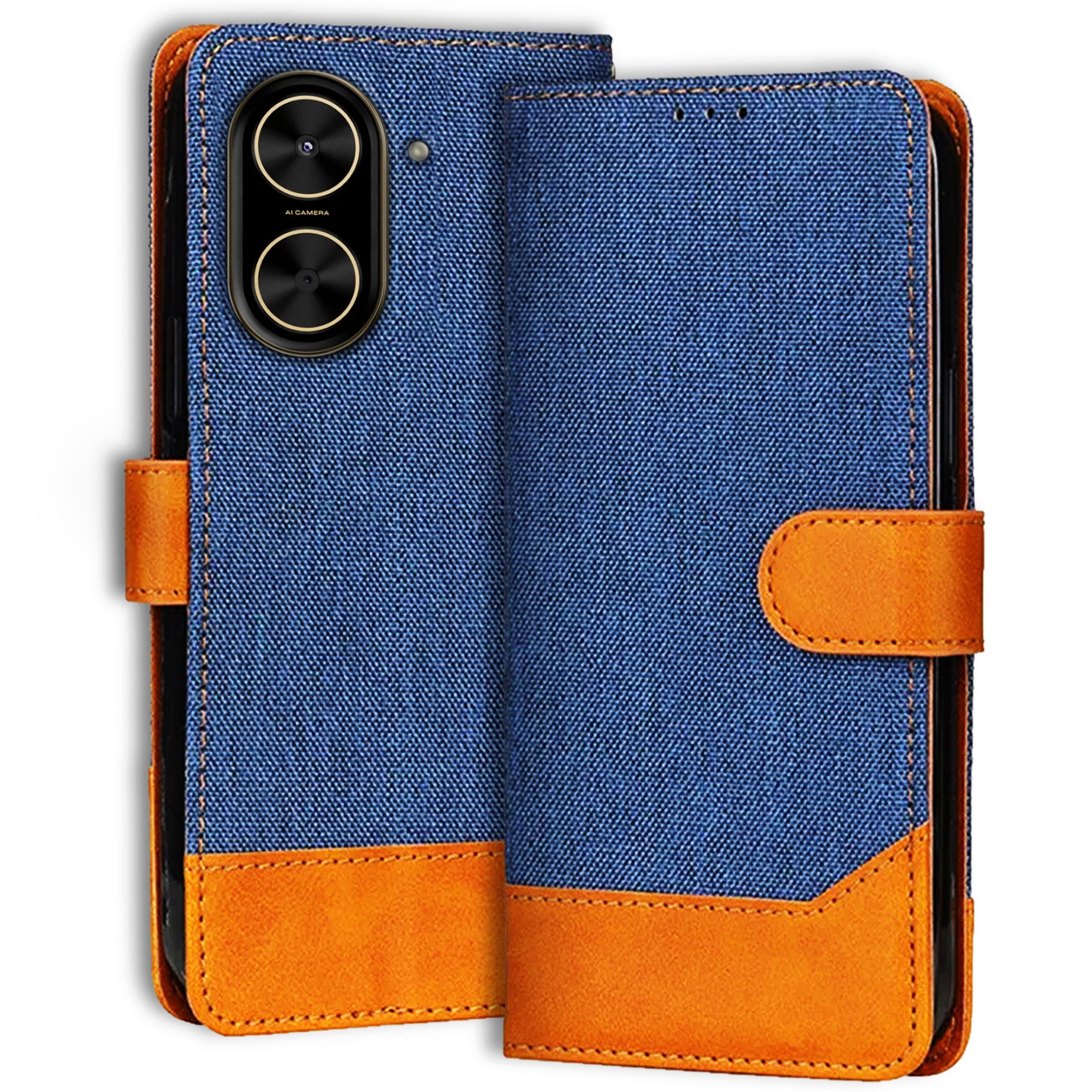 Accesorios Poco C71 5G denim flip cover – Blue – Image 1 #color_blue