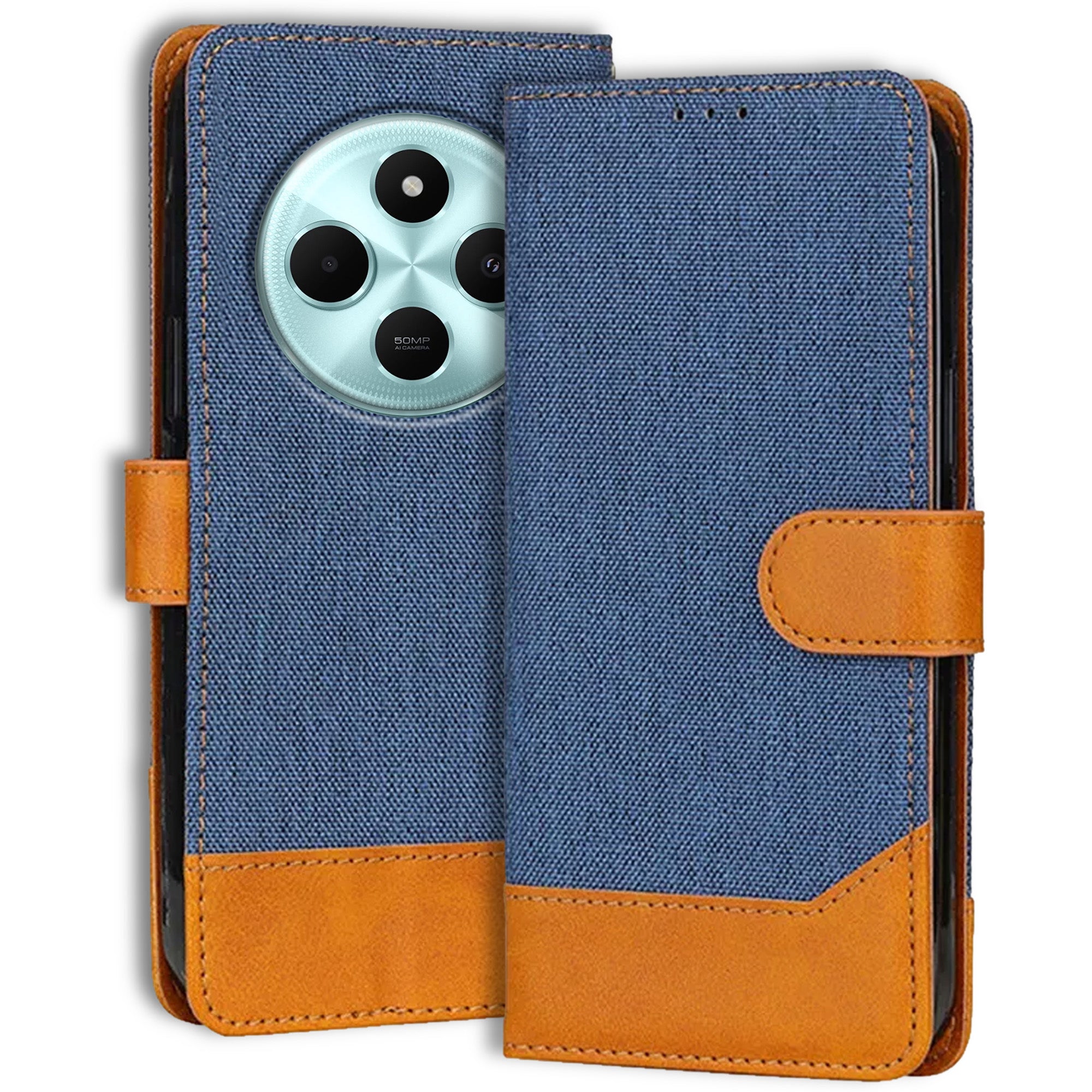 Accesorios Poco C75 5G denim flip cover – Blue – Image 1 #color_blue