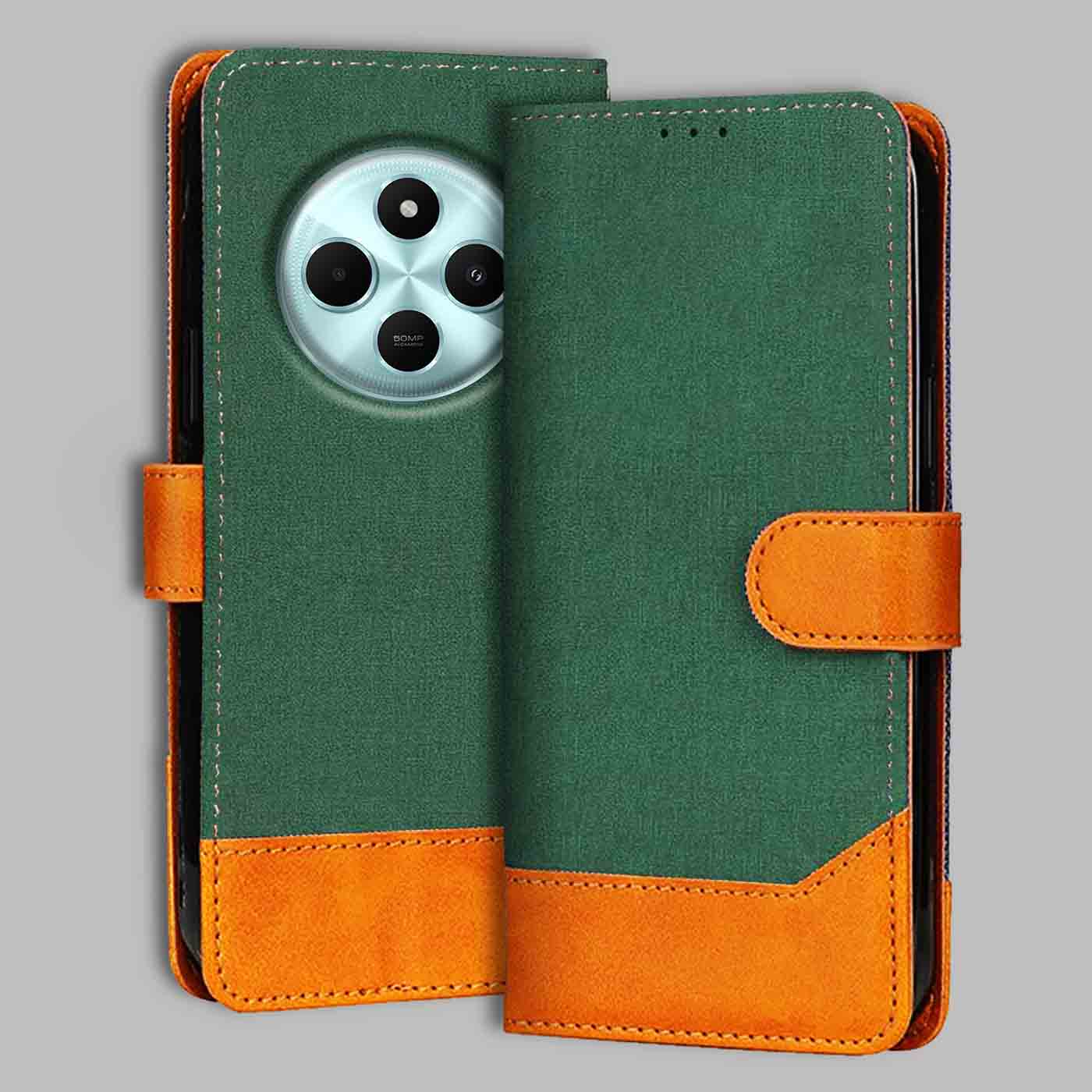 Accesorios Poco C75 5G denim flip cover – Green – Image 1 #color_g