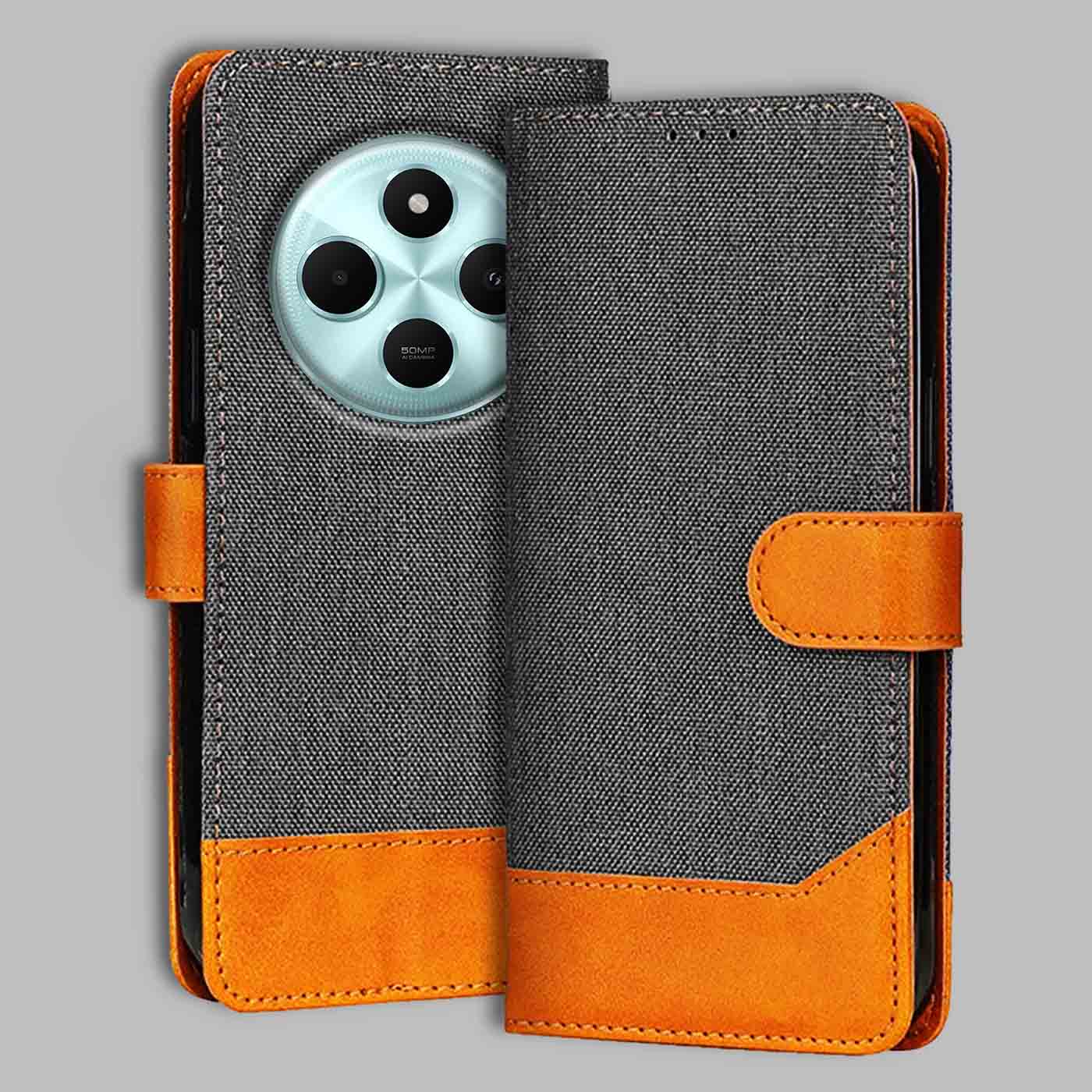 Accesorios Poco C75 5G denim flip cover – Grey – Image 1 #color_