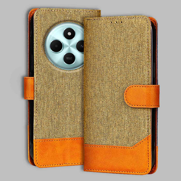 Poco C75 5G Flip Cover — Denim, Camel Beige after a year of daily use