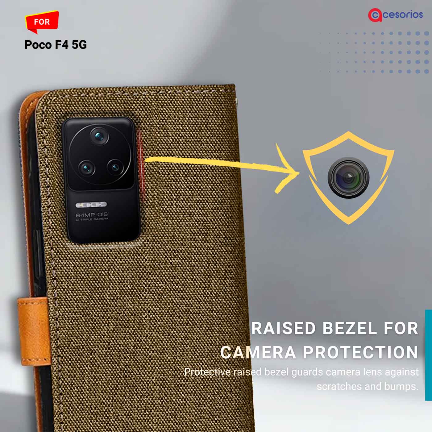 Denim & Leather back panel — Poco F4 5G in Dark Brown mobile case