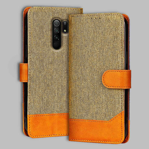 Poco M2 Flip Cover — Denim, Camel Beige after a year of daily use