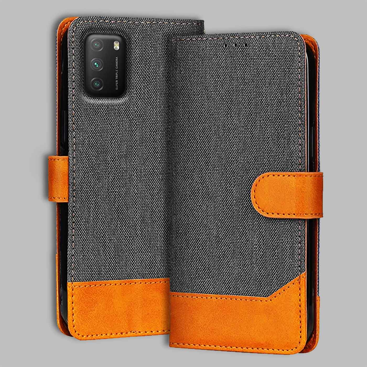 Accesorios Poco M3 denim flip cover – Grey – Image 1 #color_