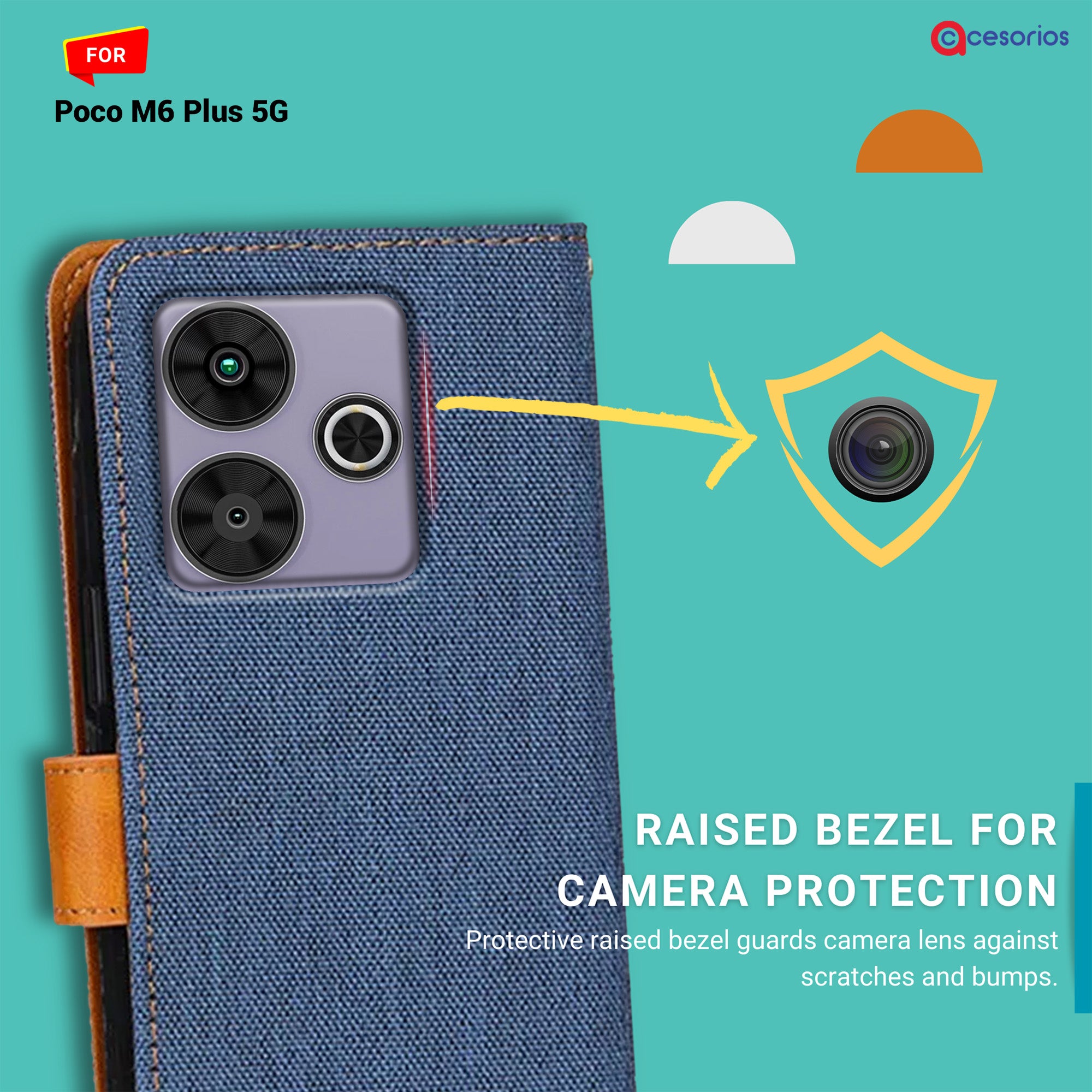 Accesorios Poco M6 Plus 5G denim flip cover – Blue – Image 2 #color_blue