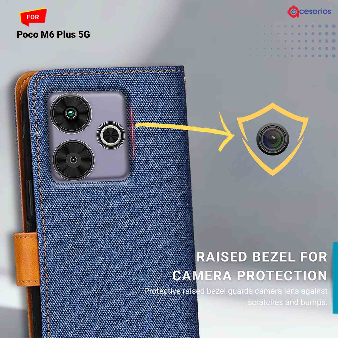 Accesorios Poco M6 Plus 5G denim flip cover – Blue – Image 2 #color_