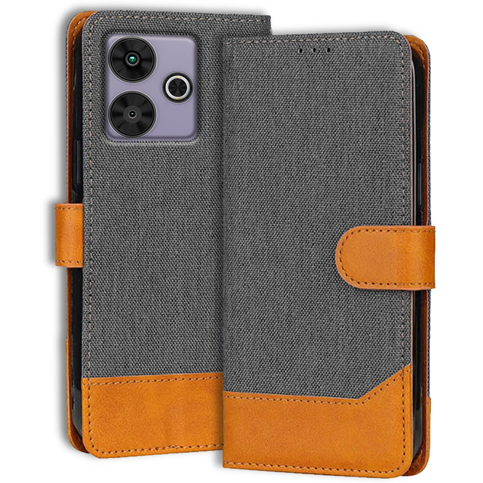Accesorios Poco M6 Plus 5G denim flip cover – Grey – Image 1 #color_grey