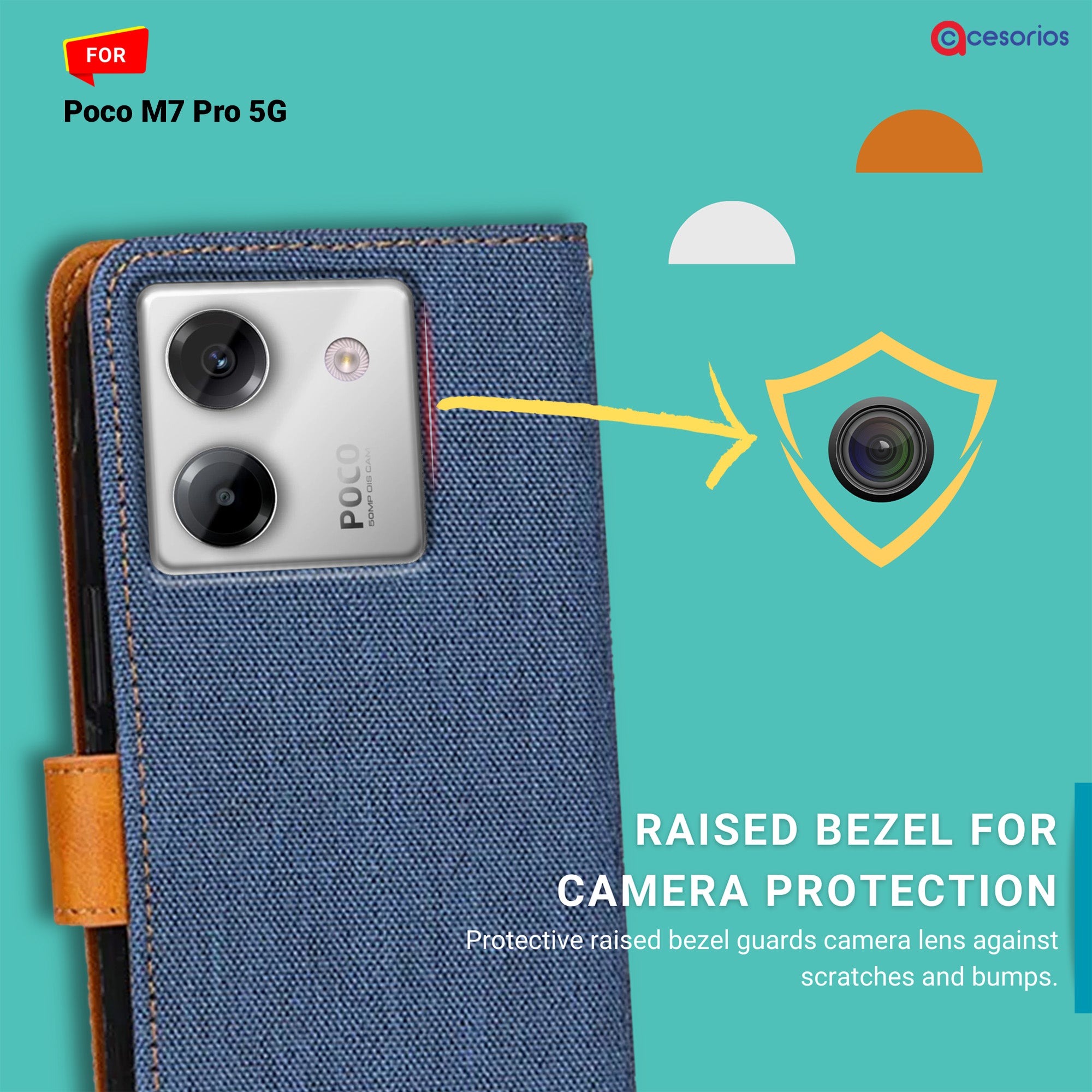 Accesorios Poco M7 Pro 5G denim flip cover – Blue – Image 2 #color_blue