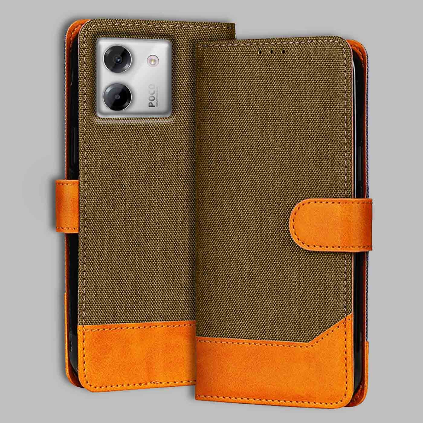 Accesorios Poco M7 Pro 5G denim flip cover – Dark Brown – Image 1 #color_dark b