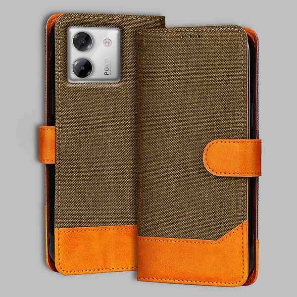 Poco M7 Pro 5G Flip Cover — Denim, Walnut Brown after a year of daily use