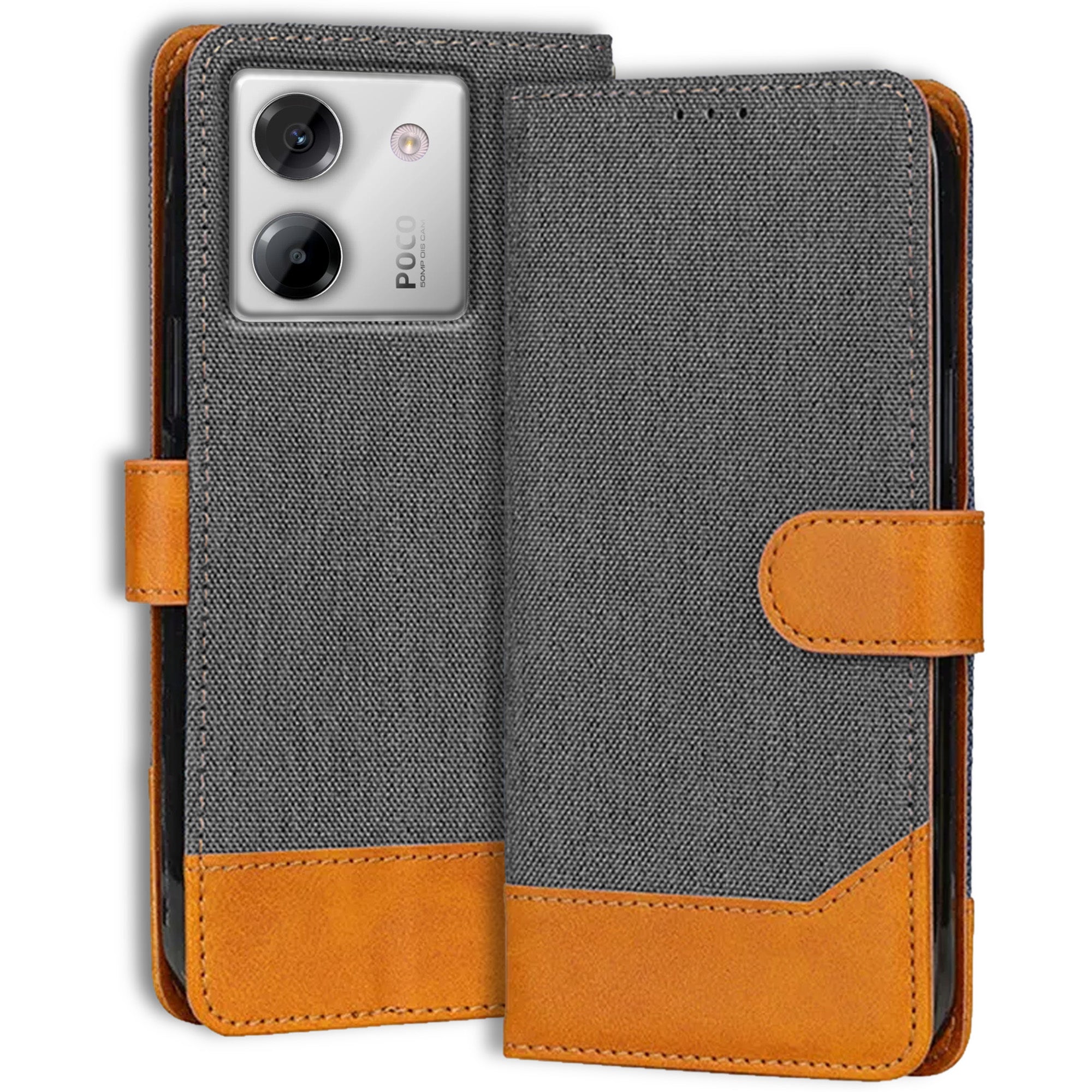 Accesorios Poco M7 Pro 5G denim flip cover – Grey – Image 1 #color_grey