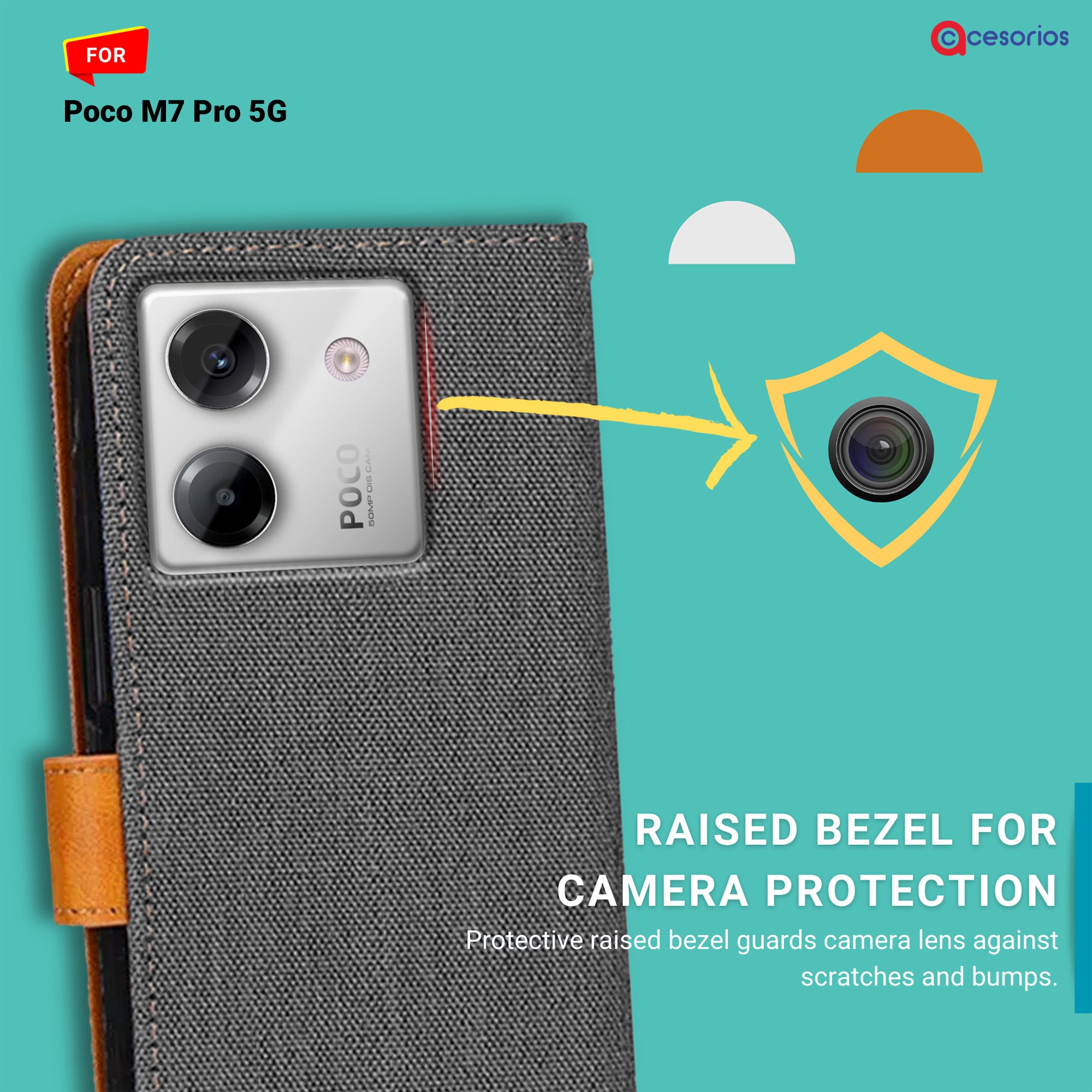 Accesorios Poco M7 Pro 5G denim flip cover – Grey – Image 2 #color_grey