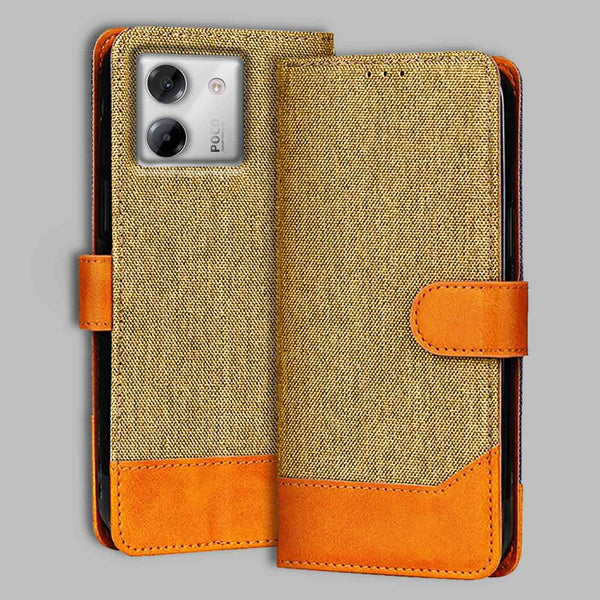 Poco M7 Pro 5G Flip Cover — Denim, Camel Beige after a year of daily use