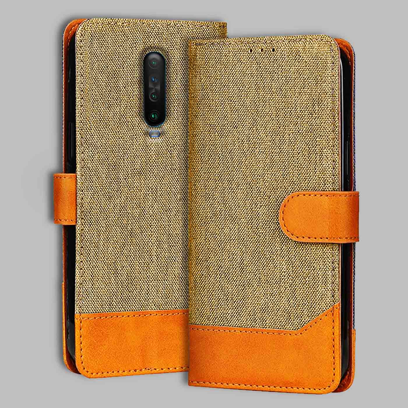 Accesorios Poco X2 denim flip cover – Light Brown – Image 1 #color_light b