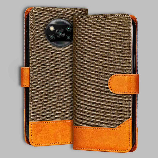 Poco X3 Flip Cover — Denim, Walnut Brown after a year of daily use