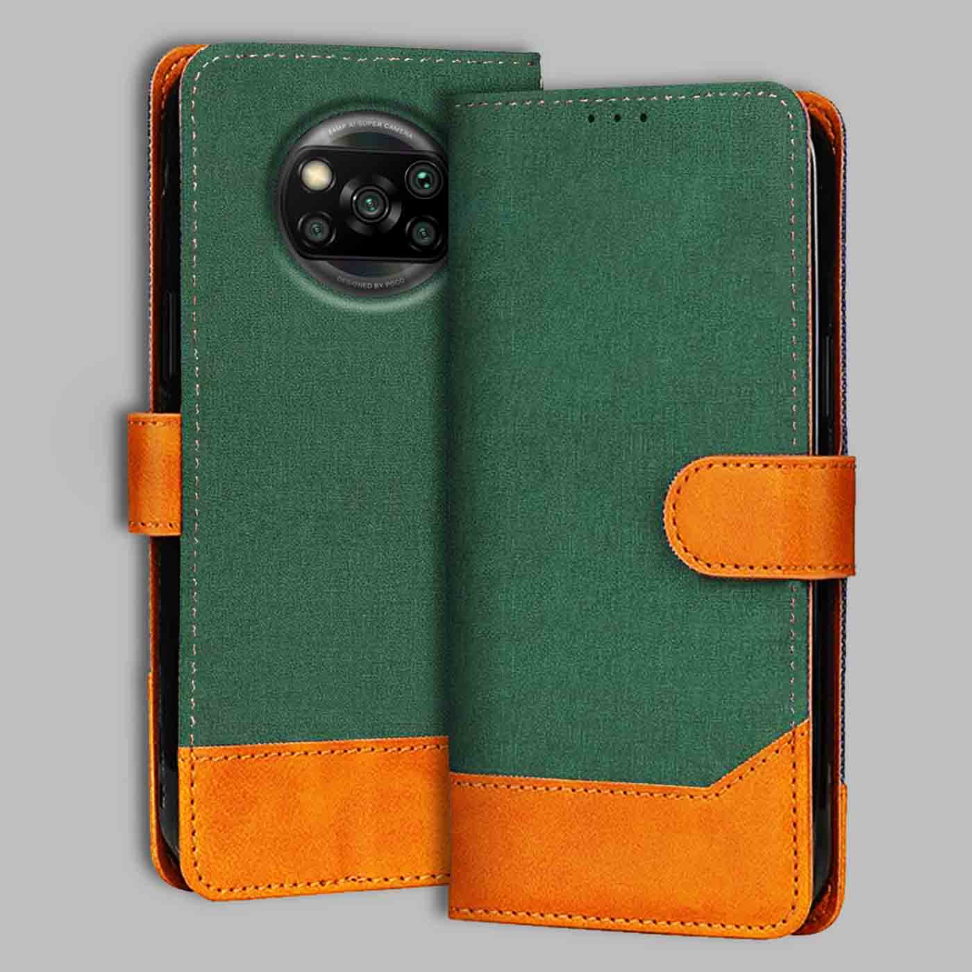 Accesorios Poco X3 denim flip cover – Green – Image 1 #color_g