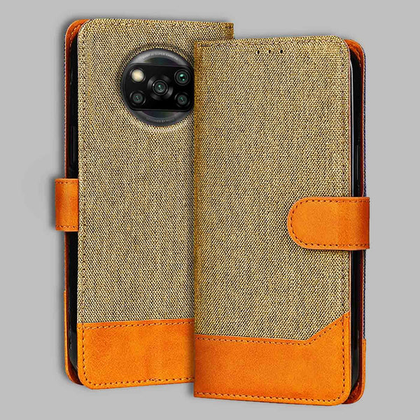 Poco X3 Flip Cover — Denim, Camel Beige after a year of daily use