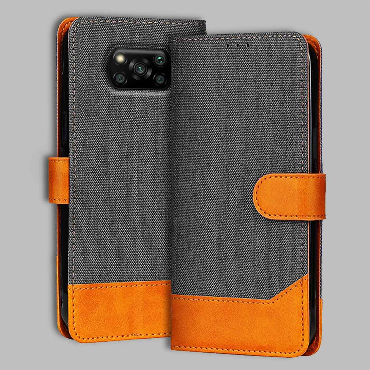 Accesorios Poco X3 Pro denim flip cover – Grey – Image 1 #color_