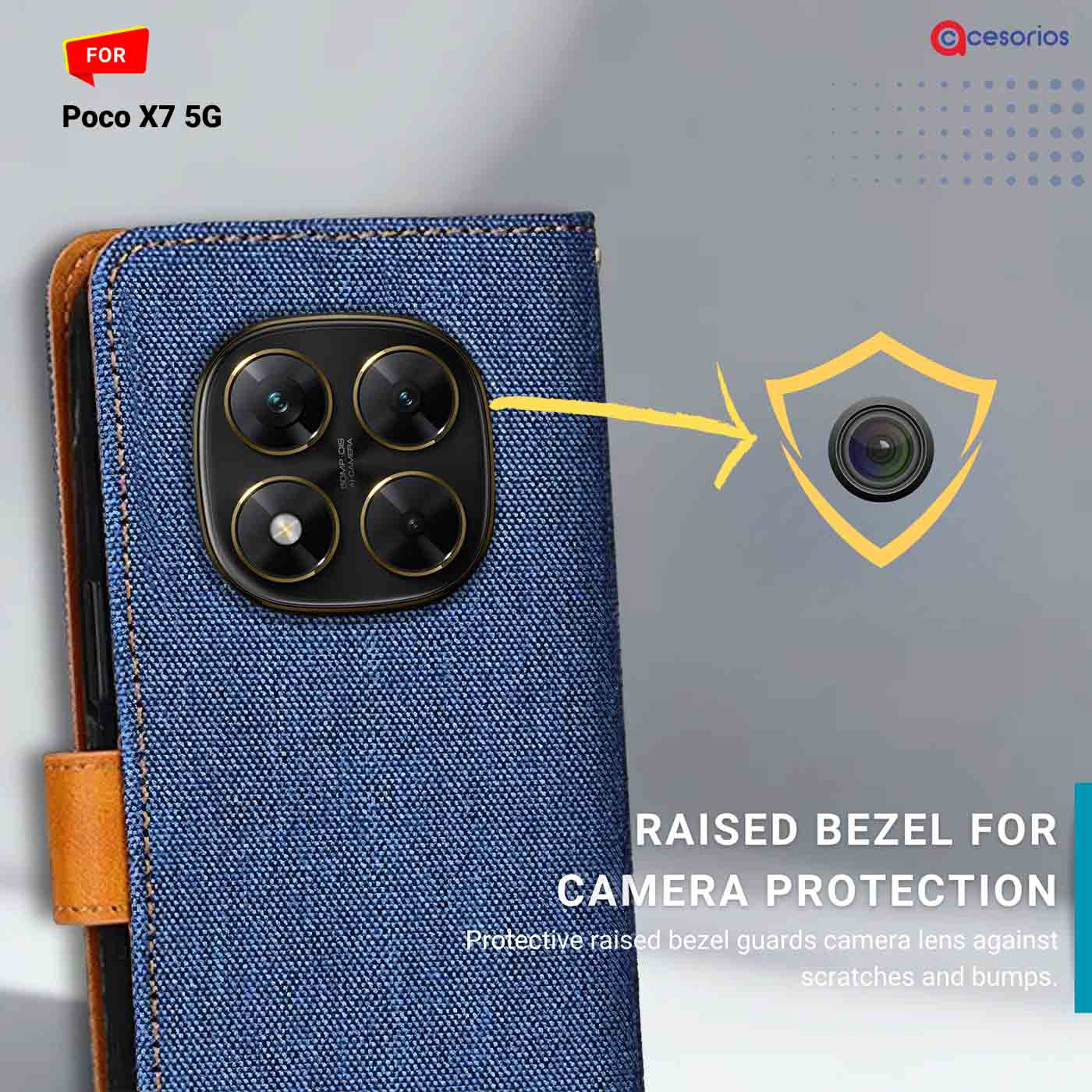 Denim & Leather back panel — Poco X7 5G in Blue mobile case