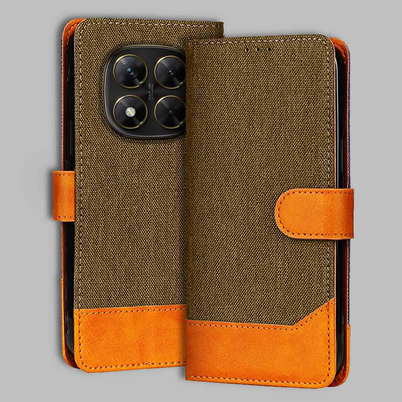 Accesorios Poco X7 5G denim flip cover – Dark Brown – Image 1 #color_dark b