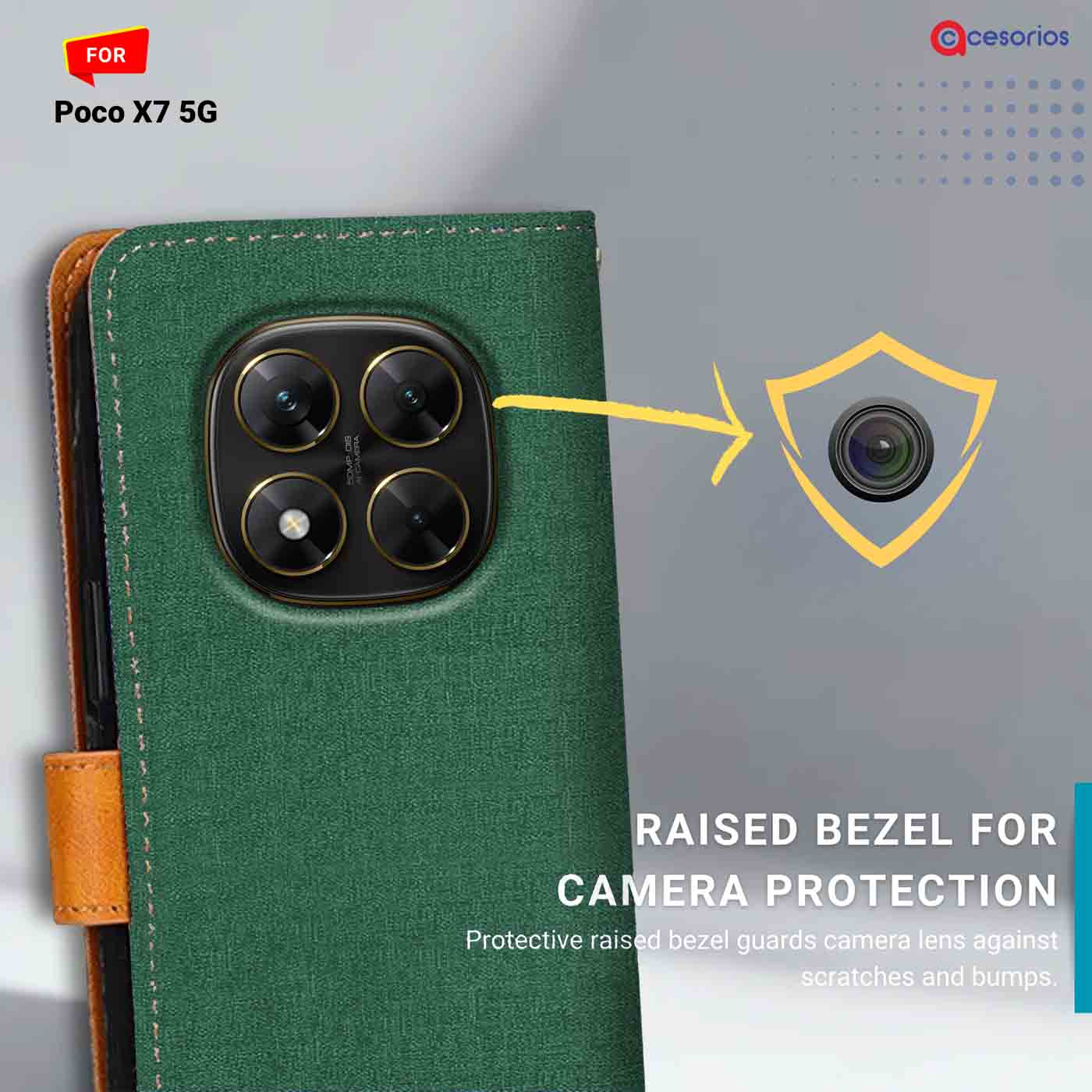 Canvas & Suede back panel — Poco X7 5G in Green mobile case
