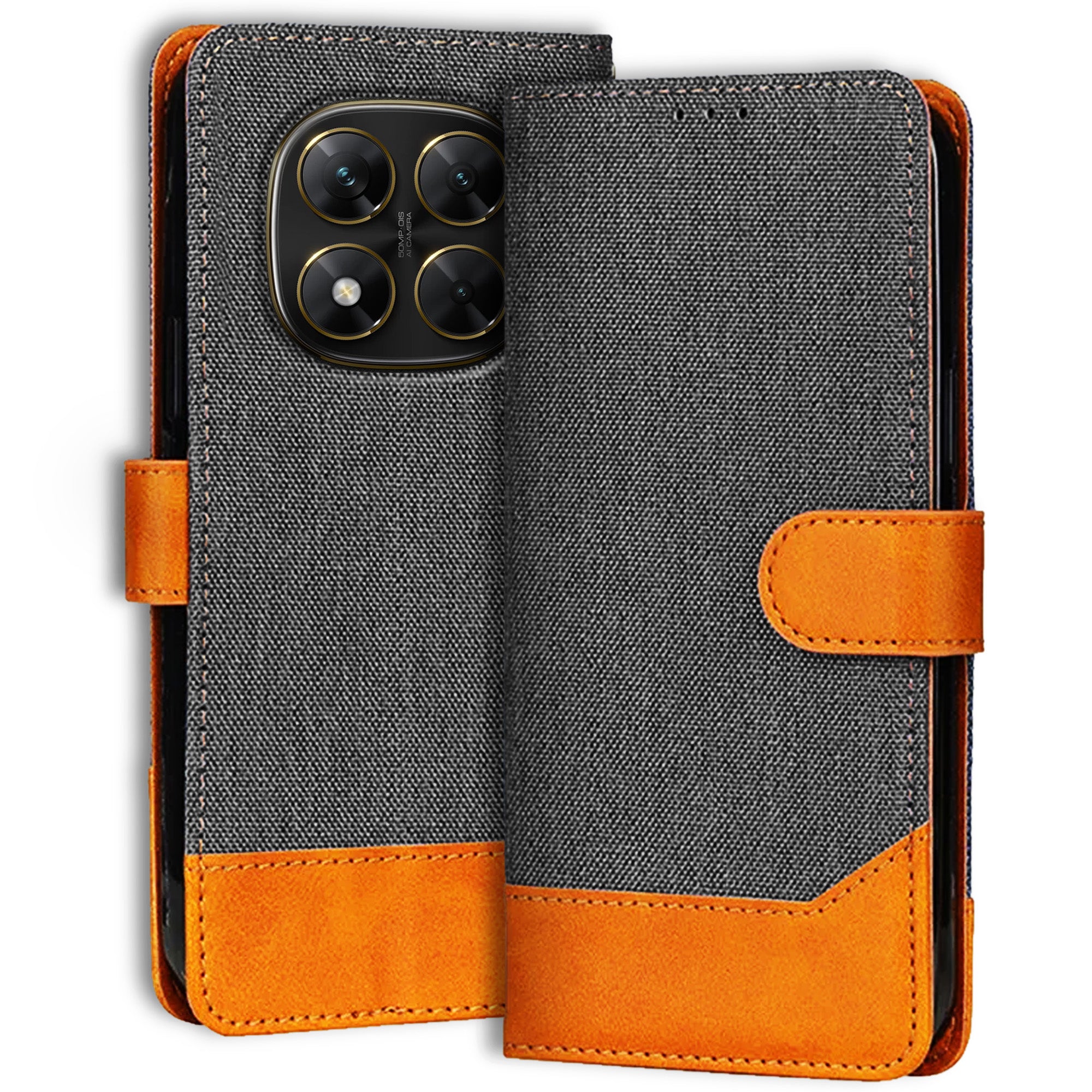 Accesorios Poco X7 5G denim flip cover – Grey – Image 1 #color_grey