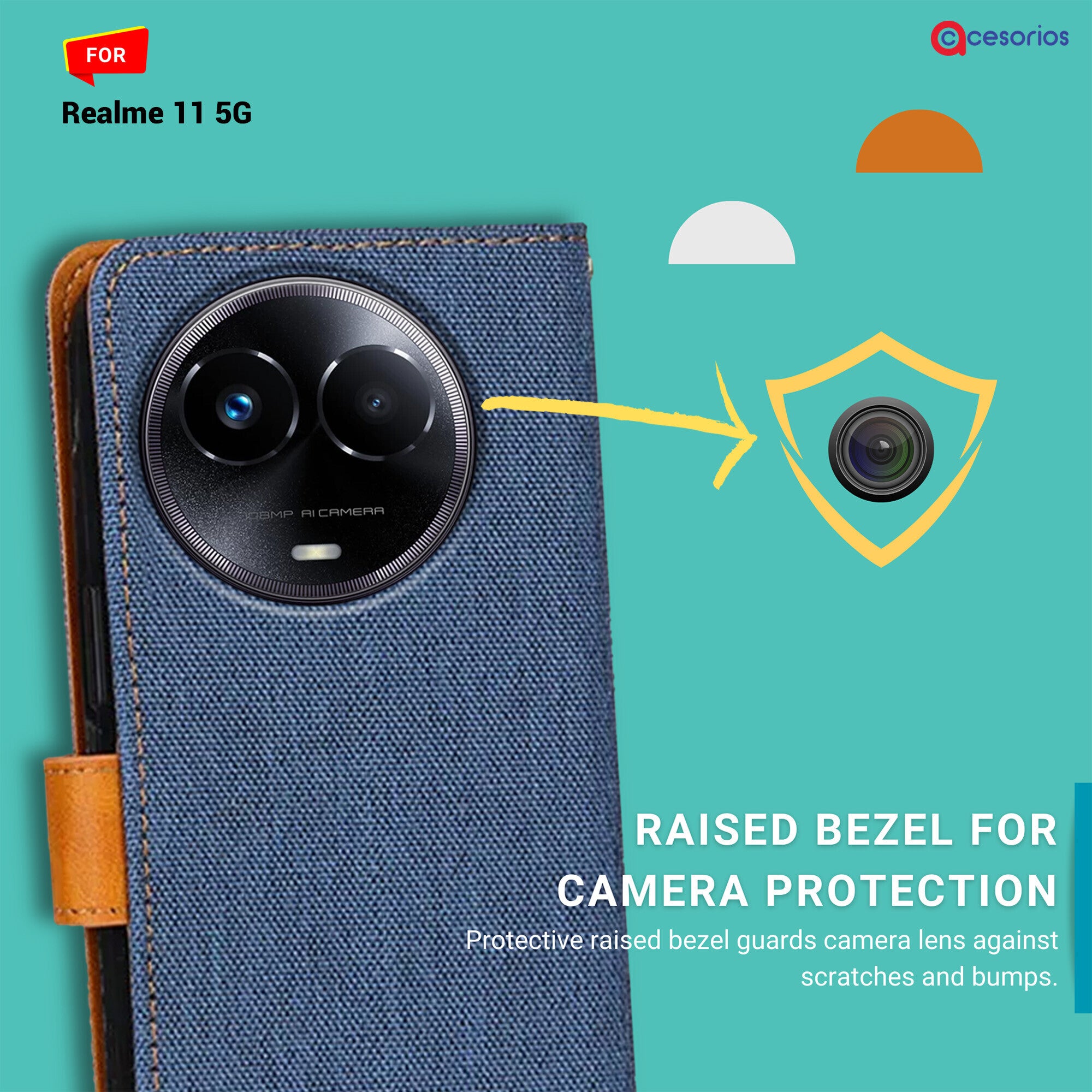 Accesorios Realme 11 5G denim flip cover – Blue – Image 2 #color_blue
