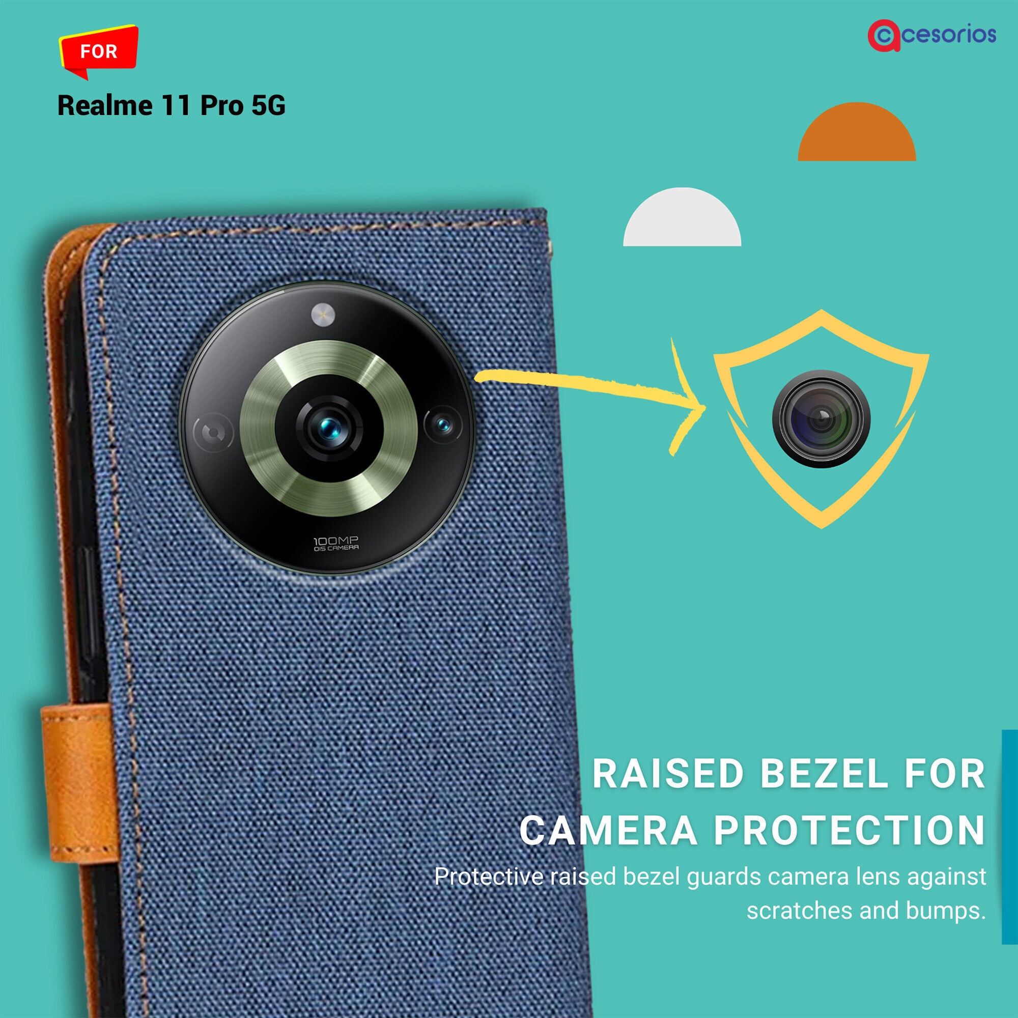 Accesorios Realme 11 Pro 5G denim flip cover – Blue – Image 2 #color_blue