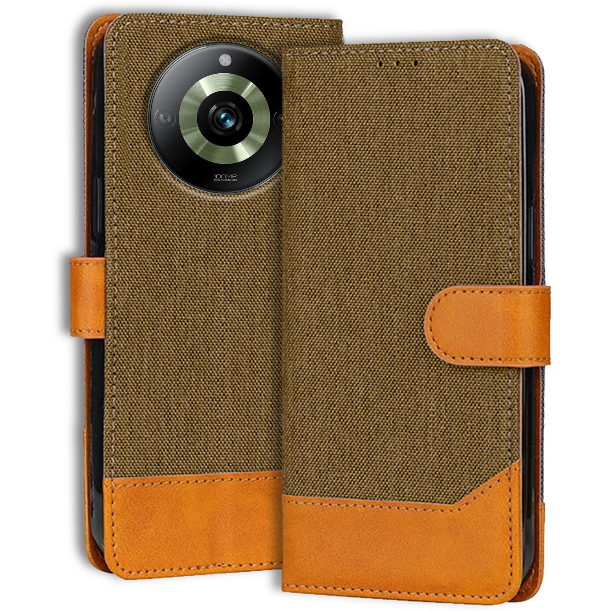 Accesorios Realme 11 Pro 5G denim flip cover – Dark Brown – Image 1 #color_dark brown