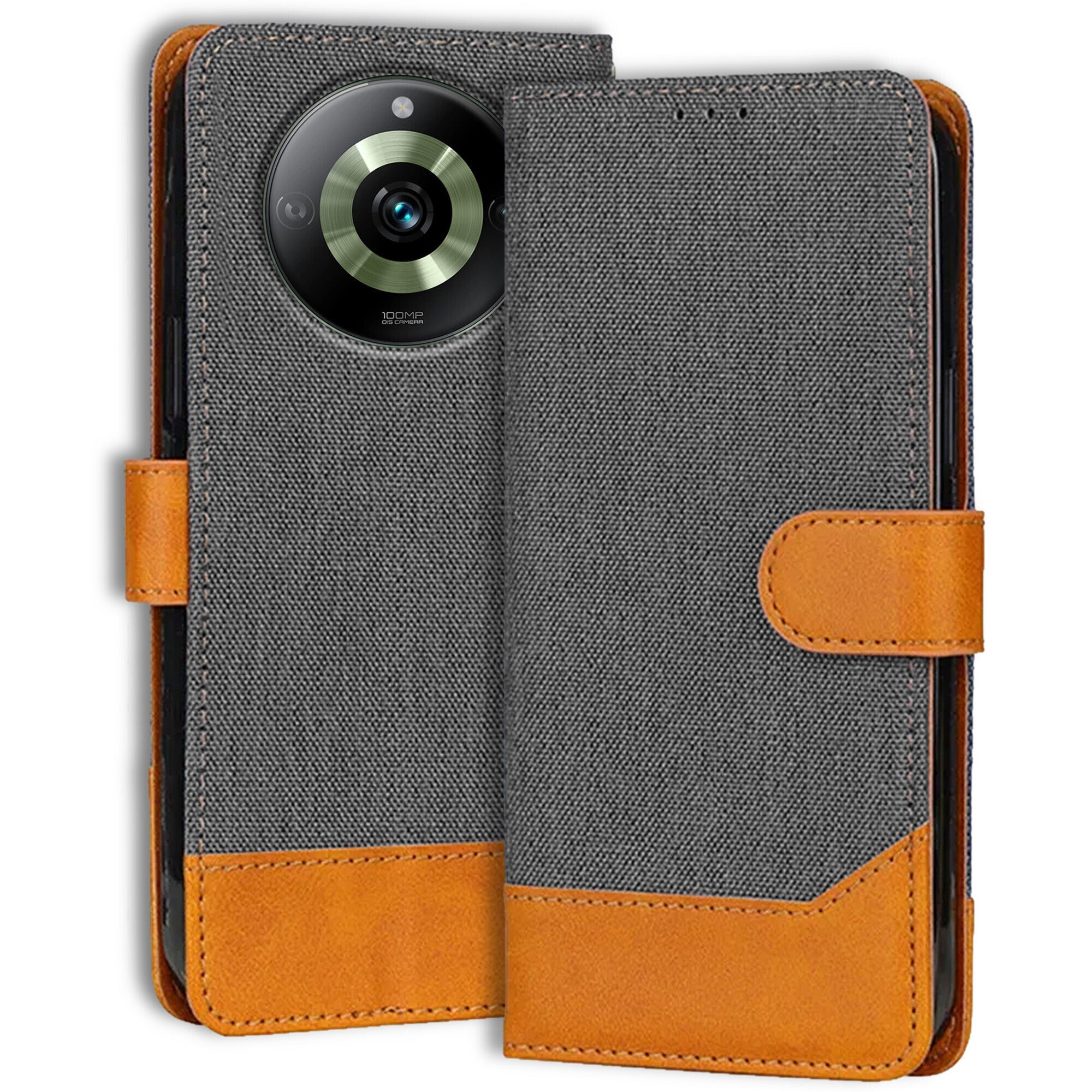 Accesorios Realme 11 Pro 5G denim flip cover – Grey – Image 1 #color_grey