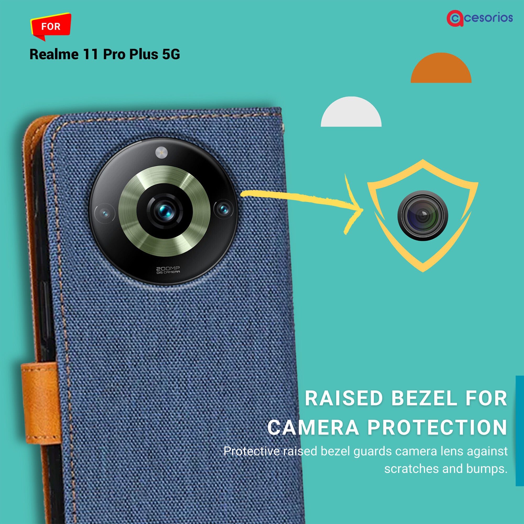 Accesorios Realme 11 Pro Plus 5G denim flip cover – Blue – Image 2 #color_blue