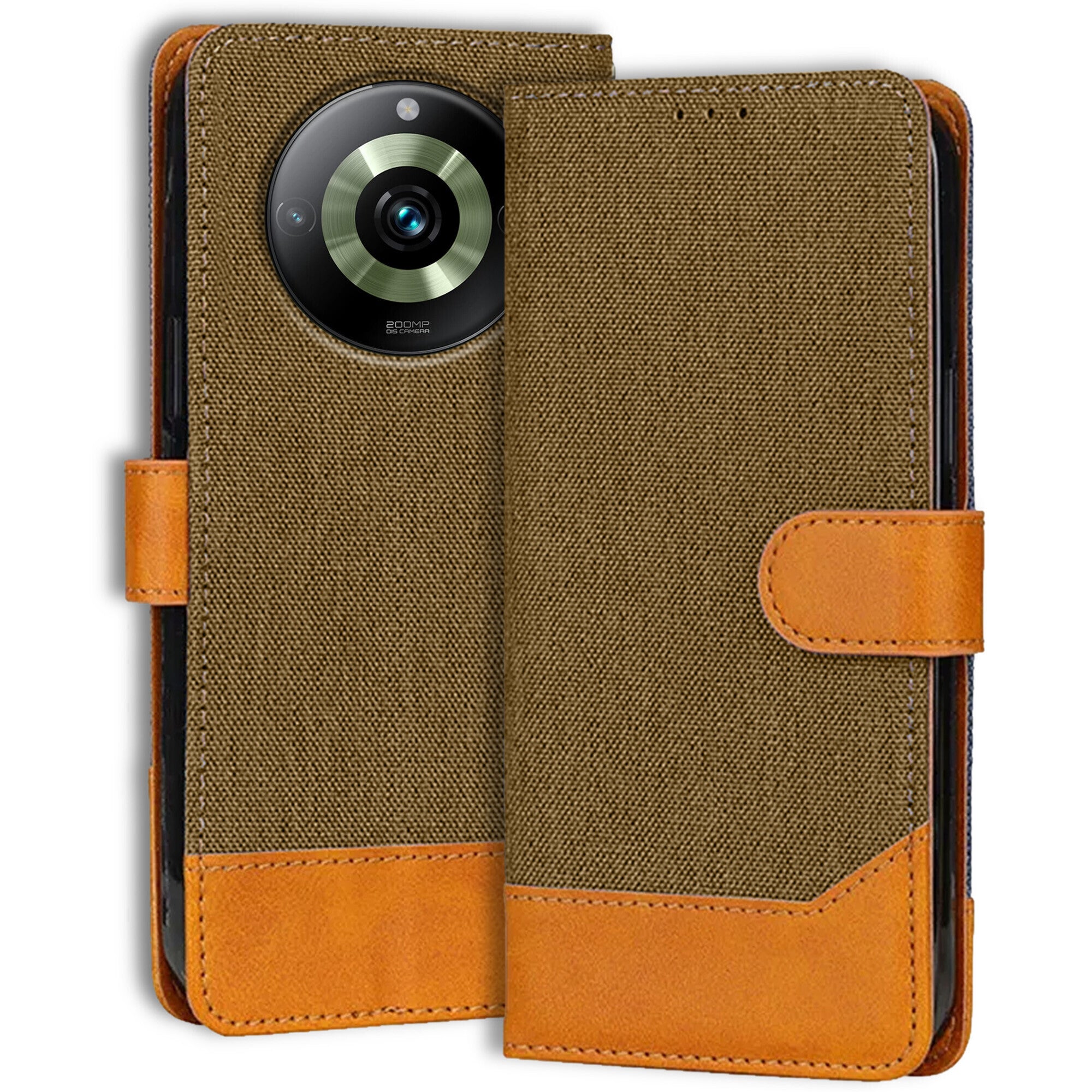 Accesorios Realme 11 Pro Plus 5G denim flip cover – Dark Brown – Image 1 #color_dark brown